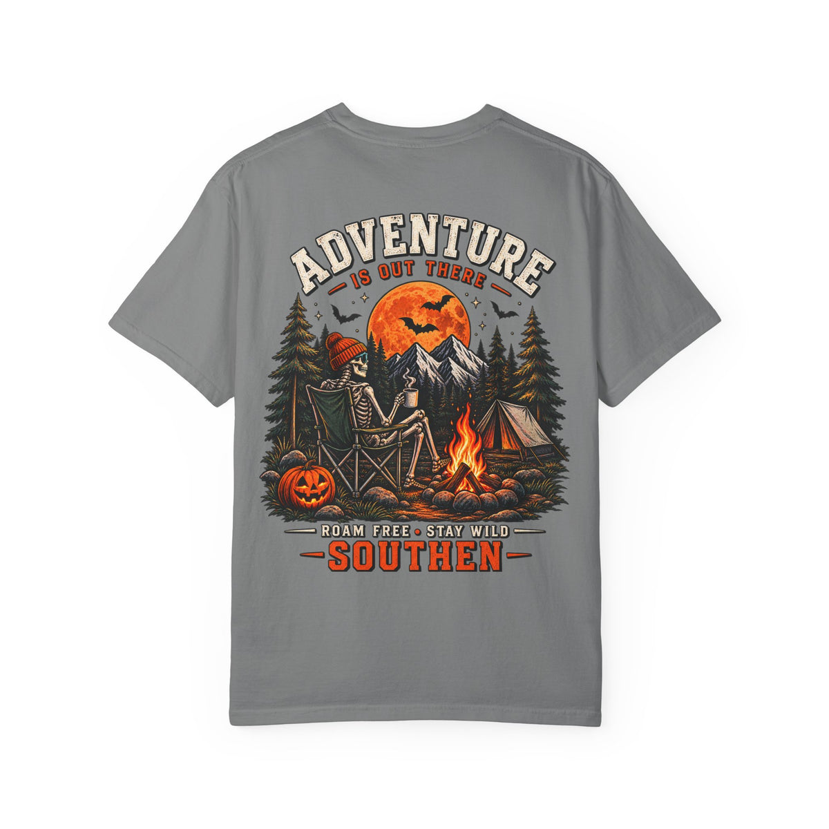 Adventure Is Out There Camping T-Shirt — Southern Outdoor Halloween Vibes