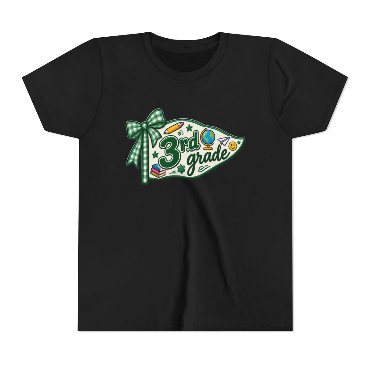 3rd Grade Pencil Pennant Youth Tee — Back-to-School Kids Shirt