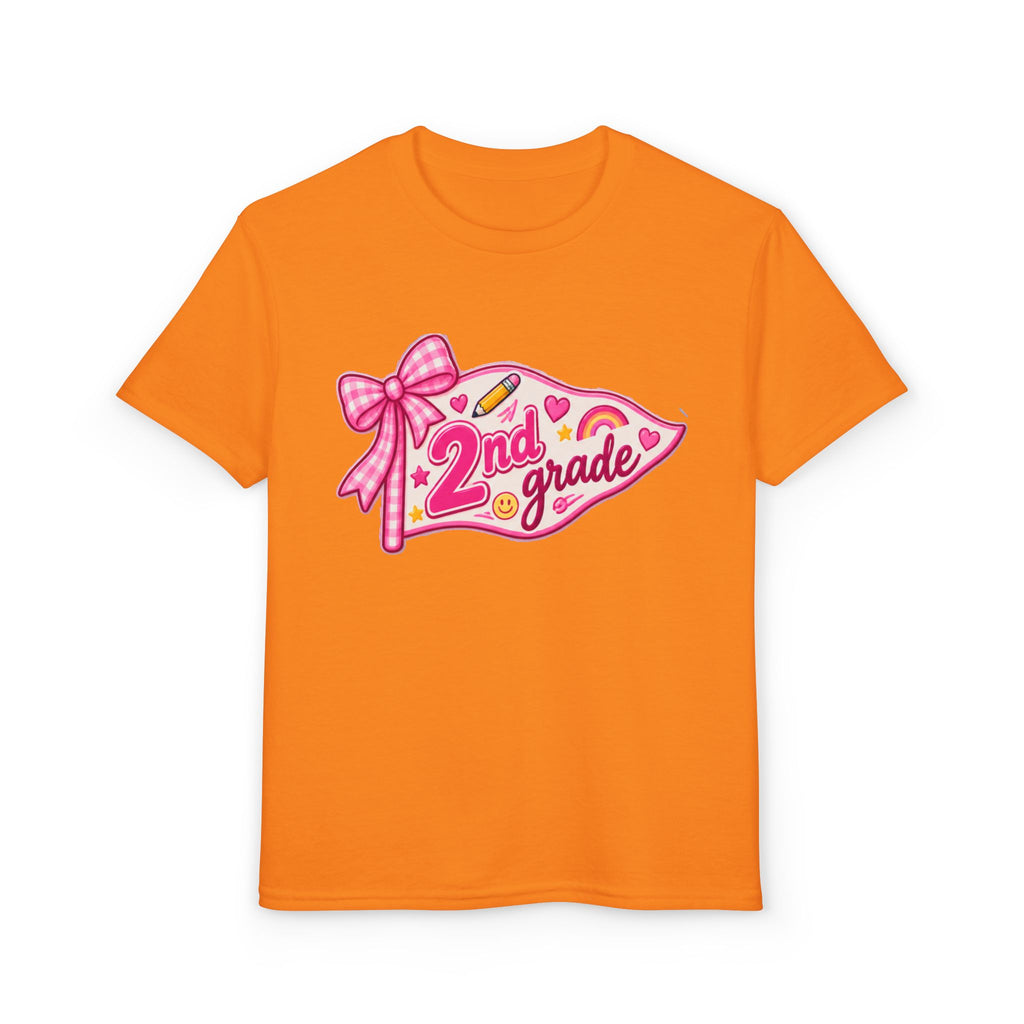 2nd Grade Girls T‑Shirt — Pink Pencil Pennant Back to School Tee