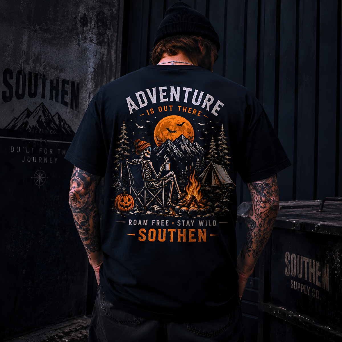 Adventure Is Out There Camping T-Shirt — Southern Outdoor Halloween Vibes